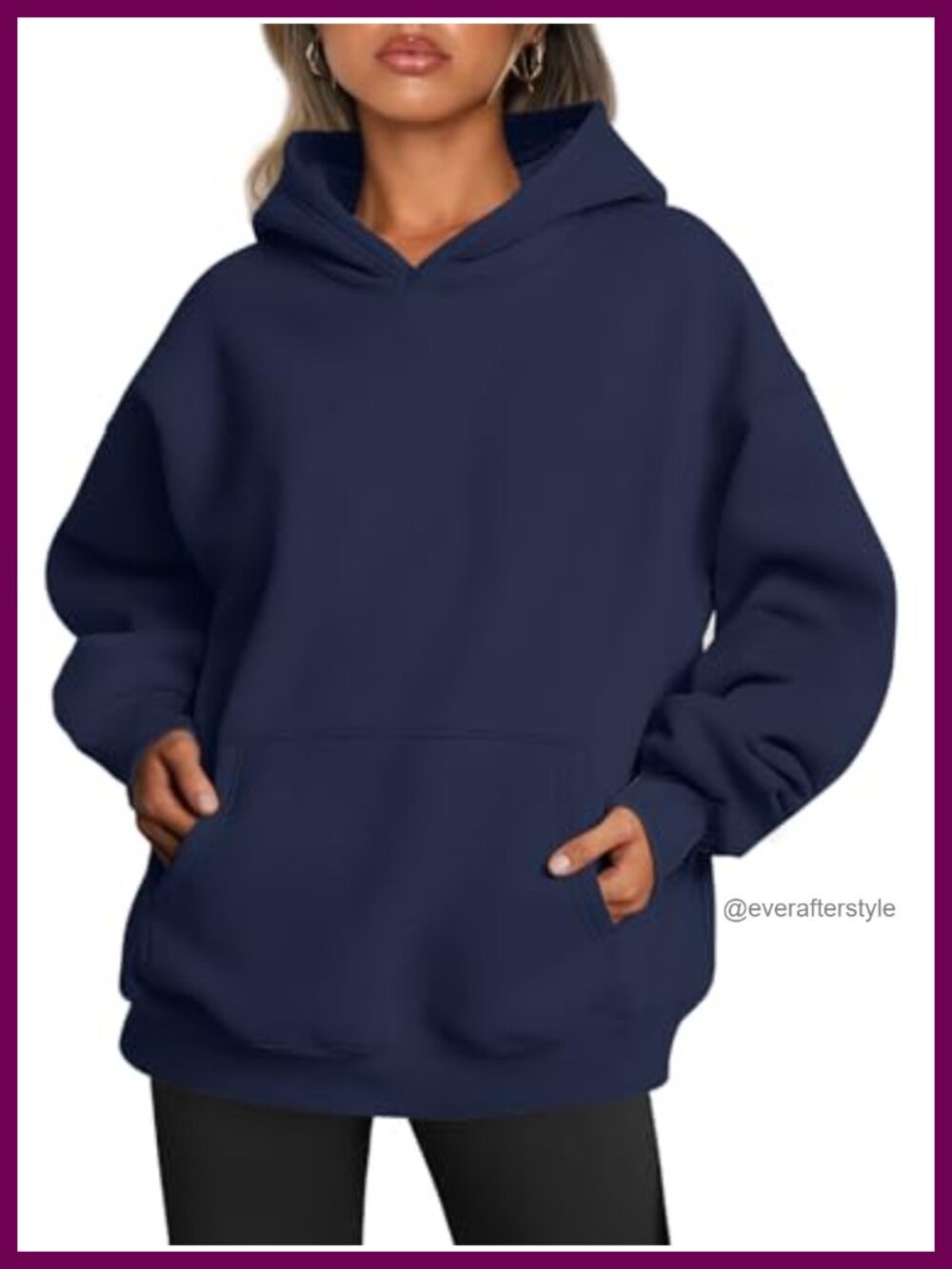 Oversized Fleece Pullover Hoodie Kangaroo Pocket Drawstring Casual